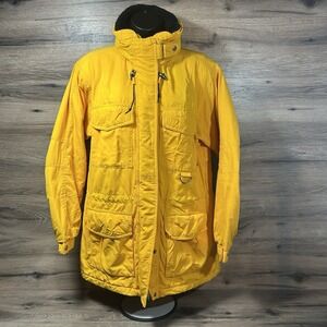 LL Bean Jacket Womens Small Down Parka Prima Loft Hooded Winter Coat Yellow